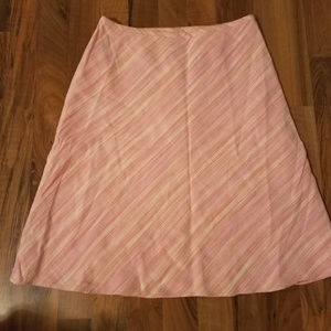 Ann Taylor Silk Coral and Pink stripped skirt